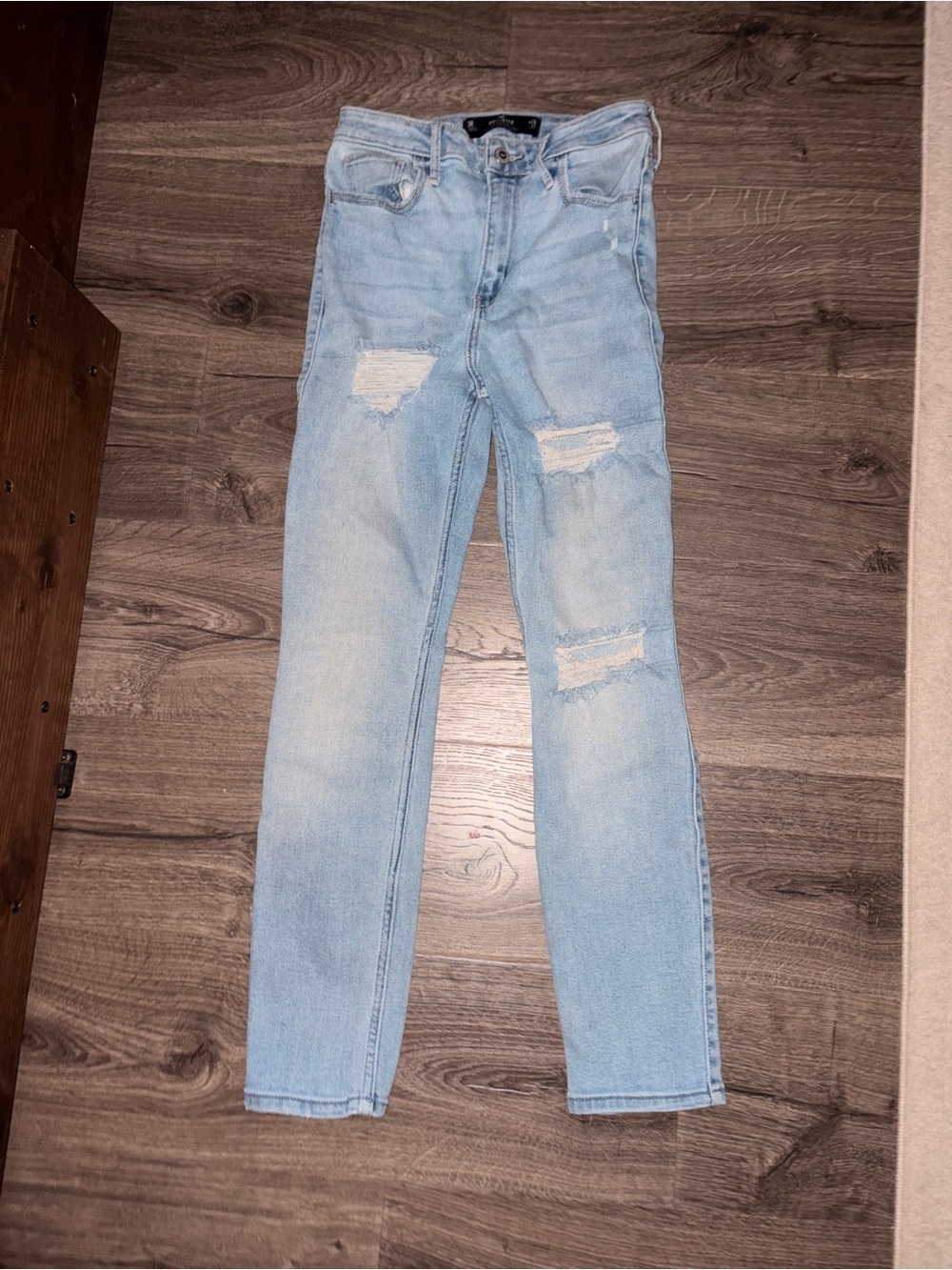 Hollister Light Blue Distressed Straight Leg Jeans